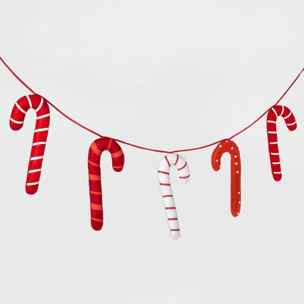 6' Fabric Candy Cane Garland Red - Wondershop™ | Target