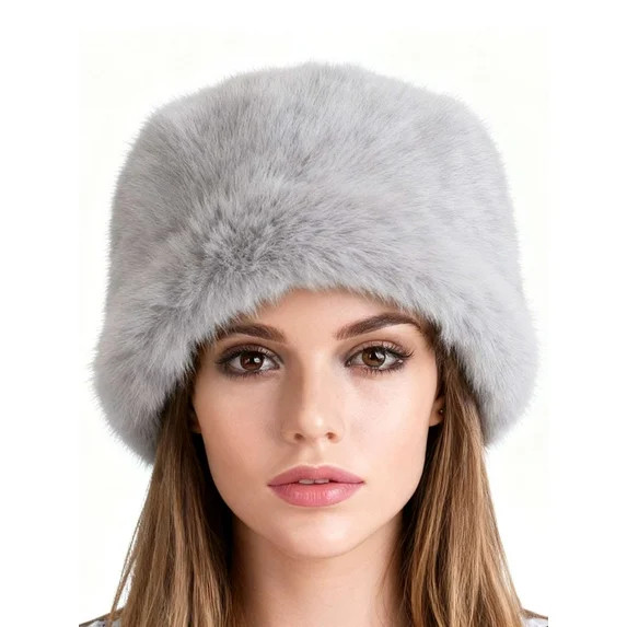 Deago Women's Winter Faux Fur Hats Warm Cossak Russian Style Hat Cap for Ladies (Gray) | Walmart (US)