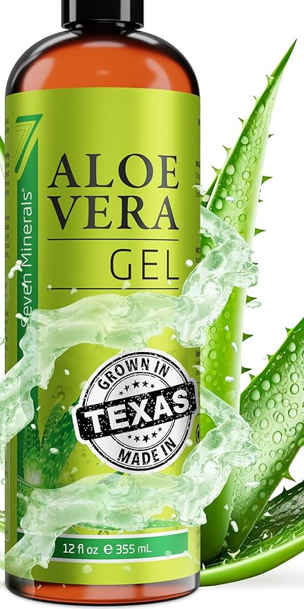 Seven Minerals Aloe Vera Gel - 99% Organic, Big 12 oz - NO XANTHAN, so it Absorbs Rapidly with No... | Amazon (US)