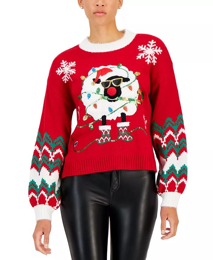 Hooked Up by IOT Juniors' Sequined Holiday Sweater & Reviews - Sweaters - Juniors - Macy's | Macys (US)