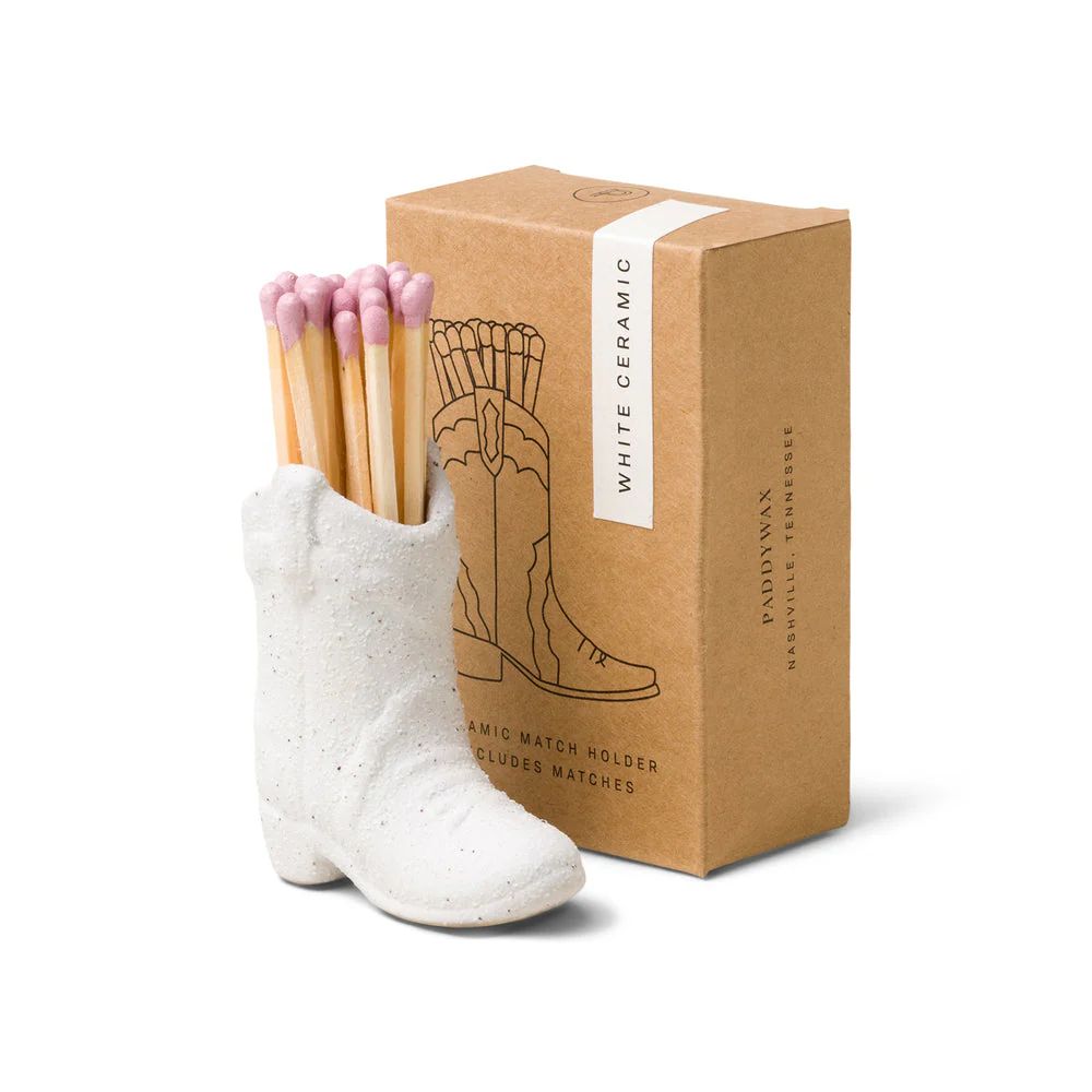 Cowboy Boot Match Holder - White | Paddywax