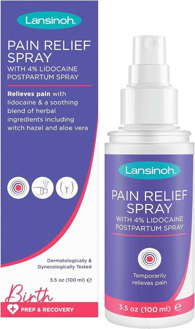 Lansinoh 4% Lidocaine Perineal Spray, Pain Relief for Postpartum Care, 3.5 Ounces | Amazon (US)