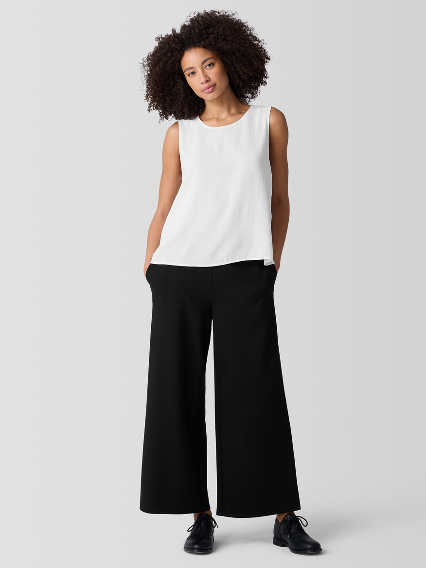 Silk Georgette Crepe Round Neck Tank | Eileen Fisher