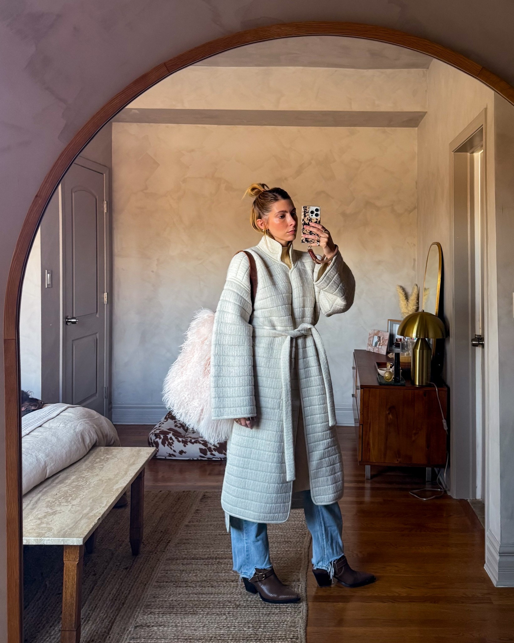 Bag is custom, Jacket is Lauren Manoogiann