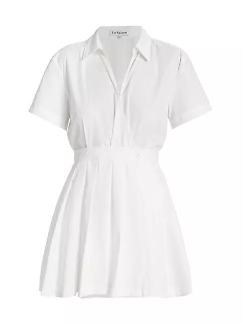 Noemi Cotton-Blend Pleated Romper | Saks Fifth Avenue