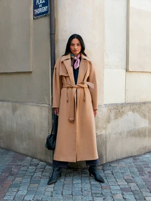 Camel Wool Blend Trench Coat | Ro&Zo