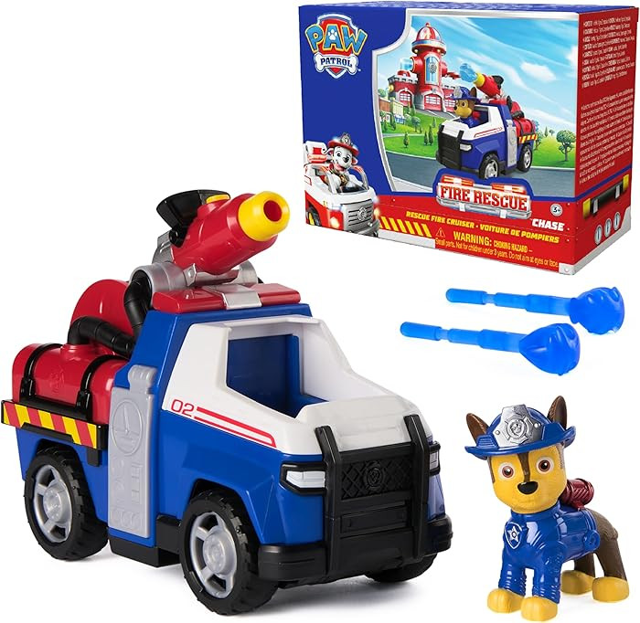 Paw Patrol Fire Rescue: Chase Rescue Fire Cruiser with Action Figure, Projectile Launcher, and To... | Amazon (US)