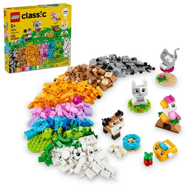 LEGO Classic Creative Pets, Building Brick Animals Toy, Kids Build a Dog, Cat, Rabbit, Hamster an... | Walmart (US)