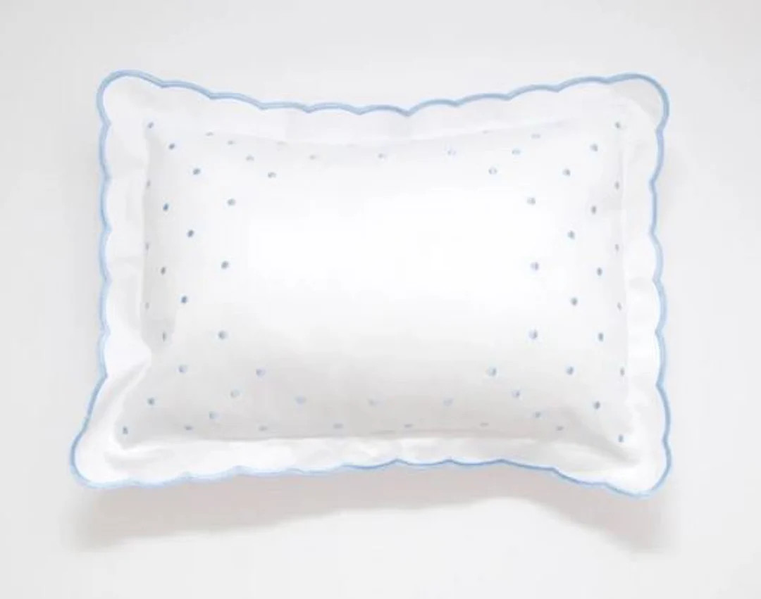 Monogram Baby Pillow, White With Blue Dots Nursery Pillow, Monogrammed Pillow Sham, Baby Boy Show... | Etsy (US)