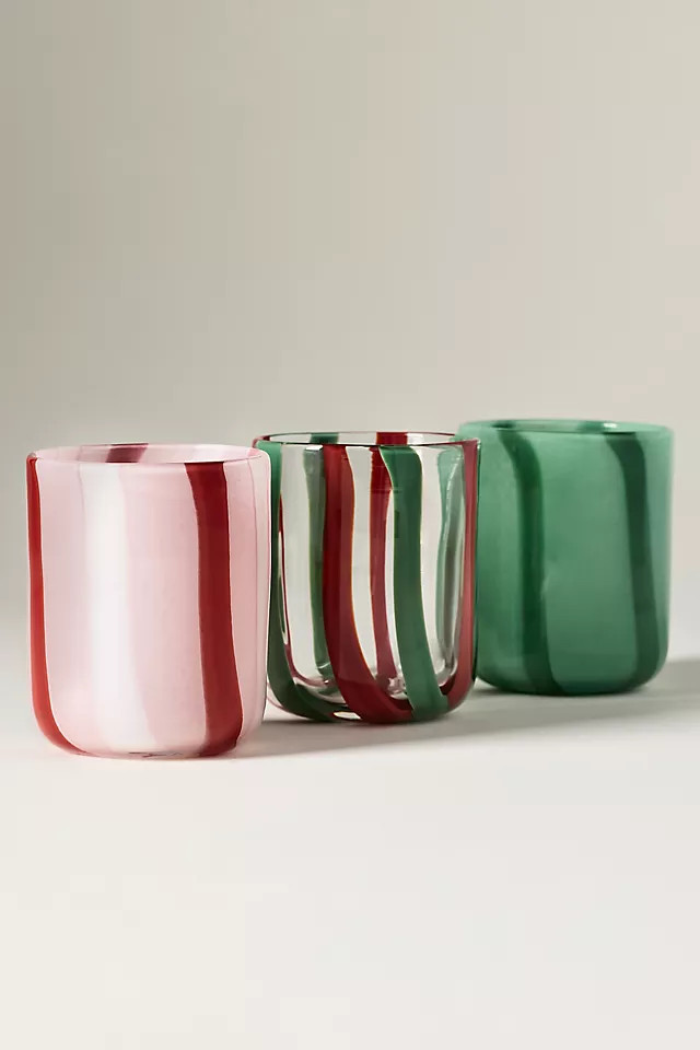 Ribbon Stripe Holiday Icon Juice Glass | Anthropologie (US)