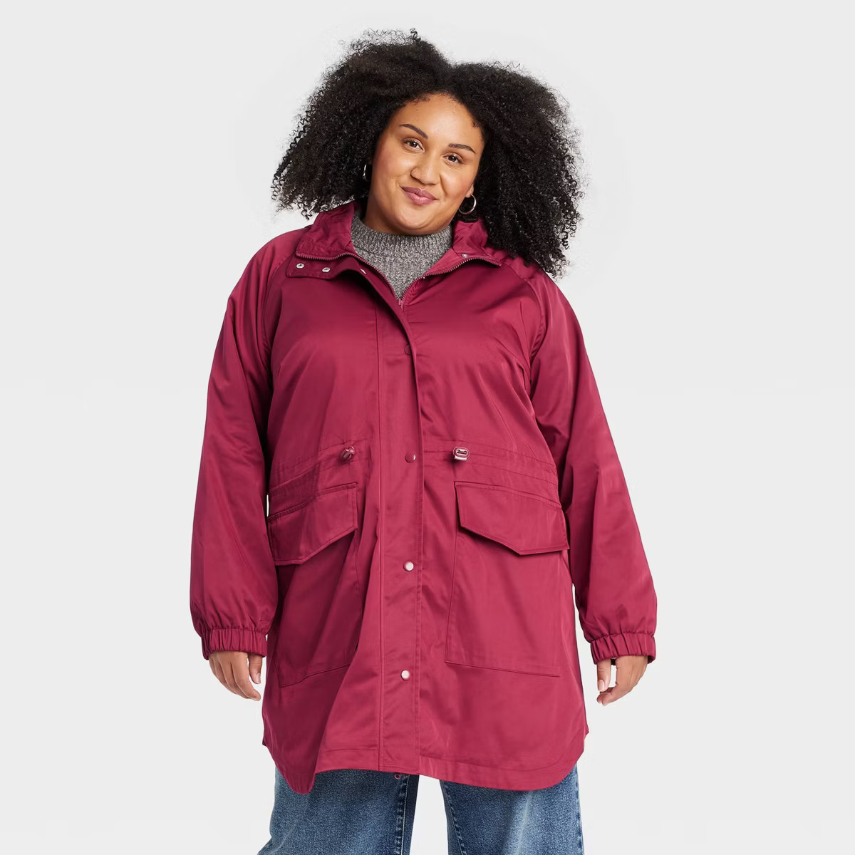Women's Rain Jacket - Ava & Viv™ Burgundy 3X | Target