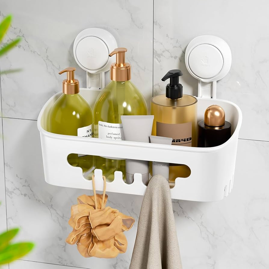LEVERLOC Shower Caddy Suction Cup, Shower Organizer Removable Bathroom Shelf, Storage Suction Pow... | Amazon (US)