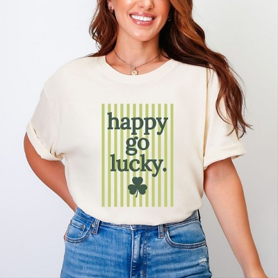 Happy Go Lucky Stripes - Women's Garment Dyed Graphic T-Shirt | Target