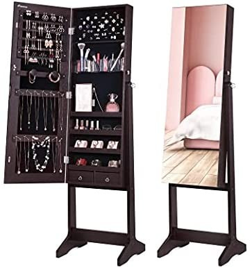 Nicetree Jewelry Cabinet with Full-Length Mirror, Standing Lockable Jewelry Armoire Organizer, 3 ... | Amazon (US)