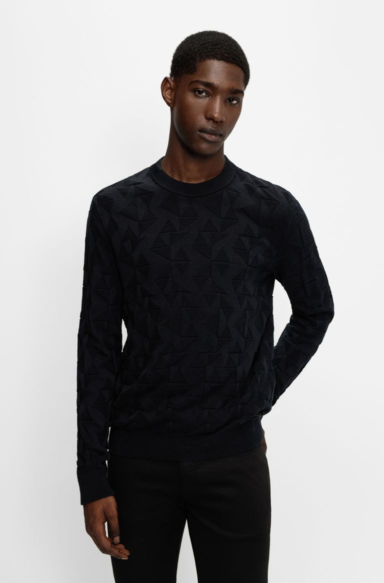 Relaxed-fit sweater in organic cotton with jacquard pattern | Hugo Boss (US)