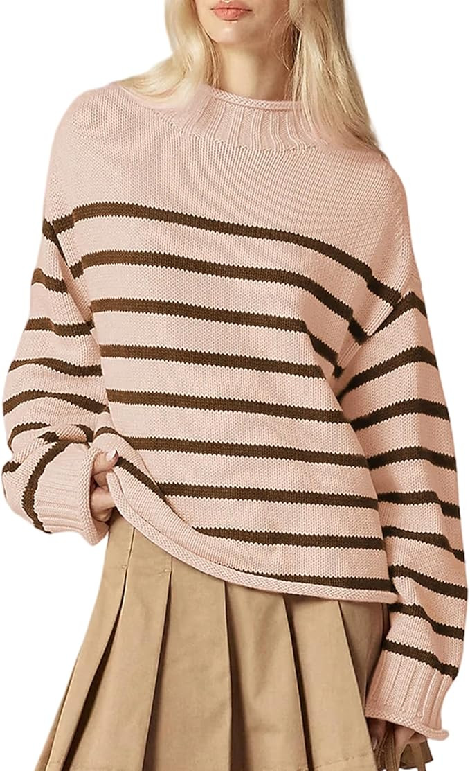 Women's Oversized Roll Neck Sweater Long Sleeve Chunky Knit Pullover Cozy Fall Winter Tops Casual... | Amazon (US)