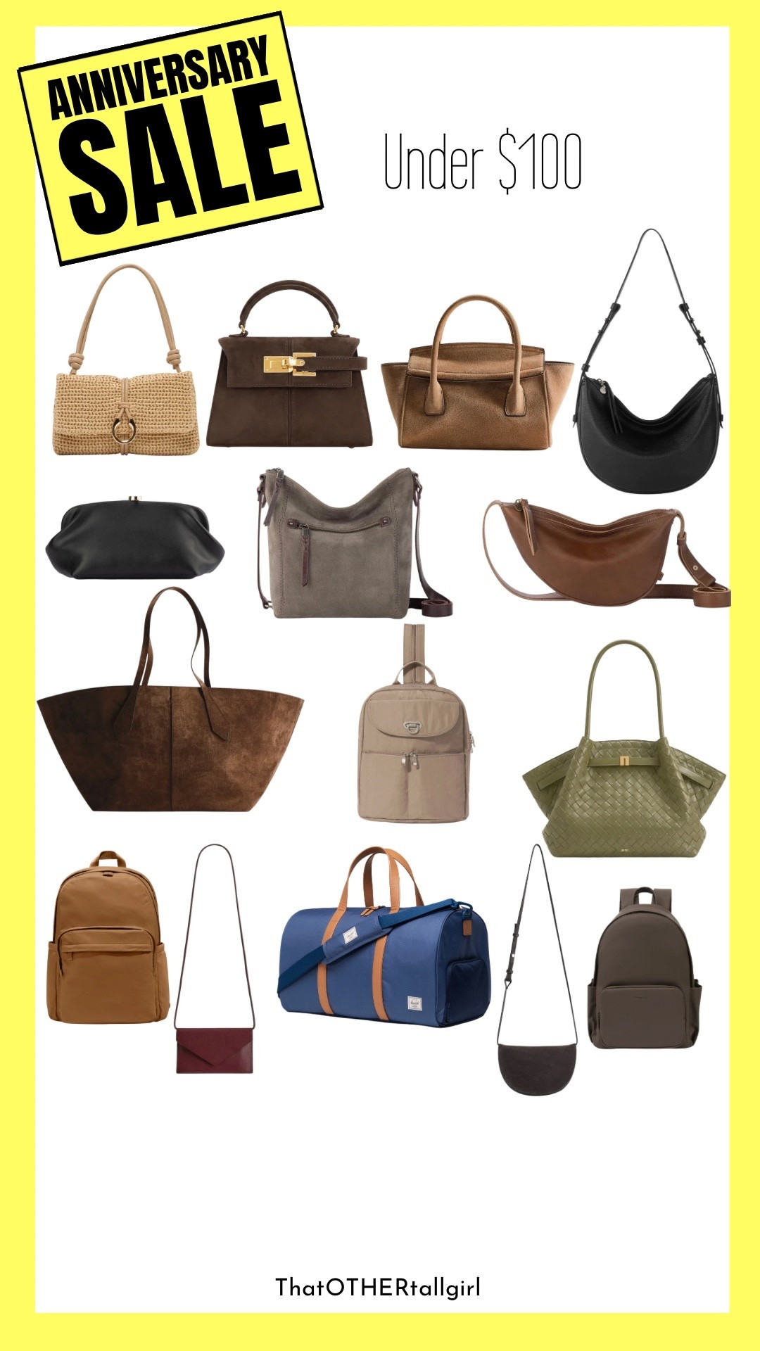 Anniversary sale - handbags under $100

#LTKTall #LTKOver40 #LTKSaleAlert