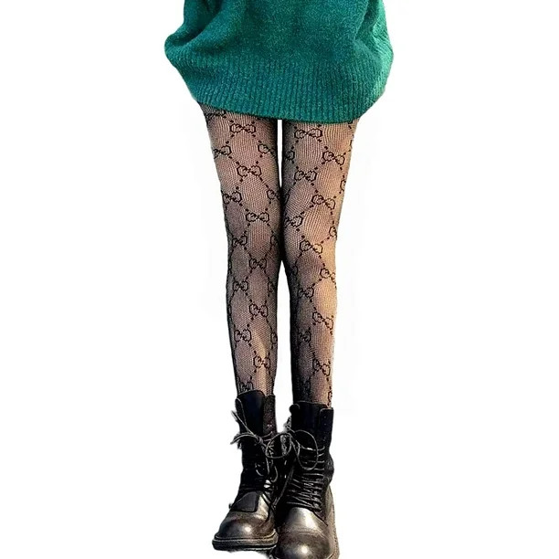 Fishnet Stockings, GG Patterned Fashion Tights,Sheer Fishnet Tights Small Hole Thigh High Sexy St... | Walmart (US)