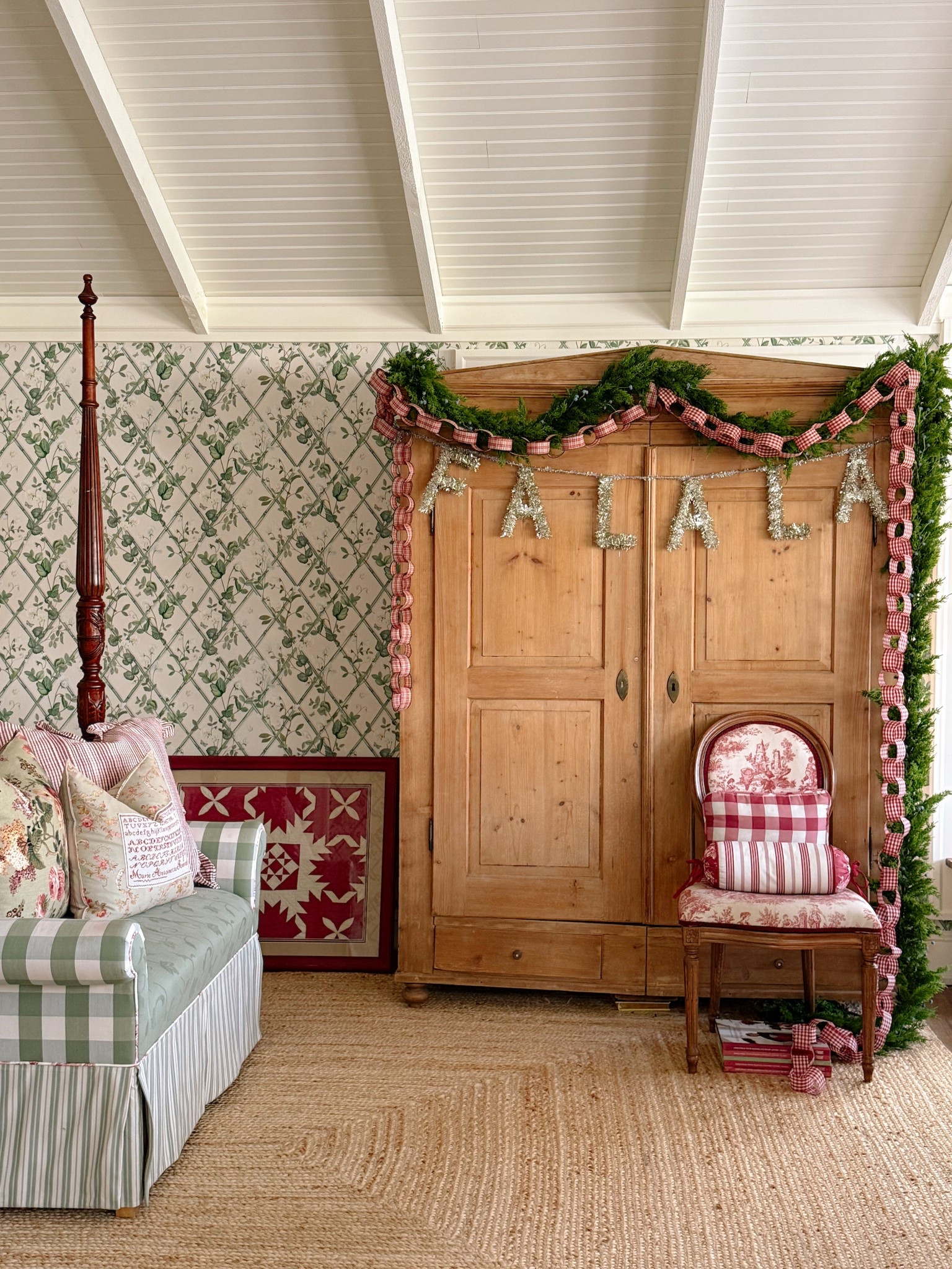 Cozy cottage Christmas charm 

Chair, bench, cabinet, quilt art, bed: antique/thrift finds. 

Wallpaper: Milton & king

Front pillow on bench: @lsmercantile 

Everything I could link is below & some alternatives.

#LTKHome #LTKSeasonal #LTKHoliday