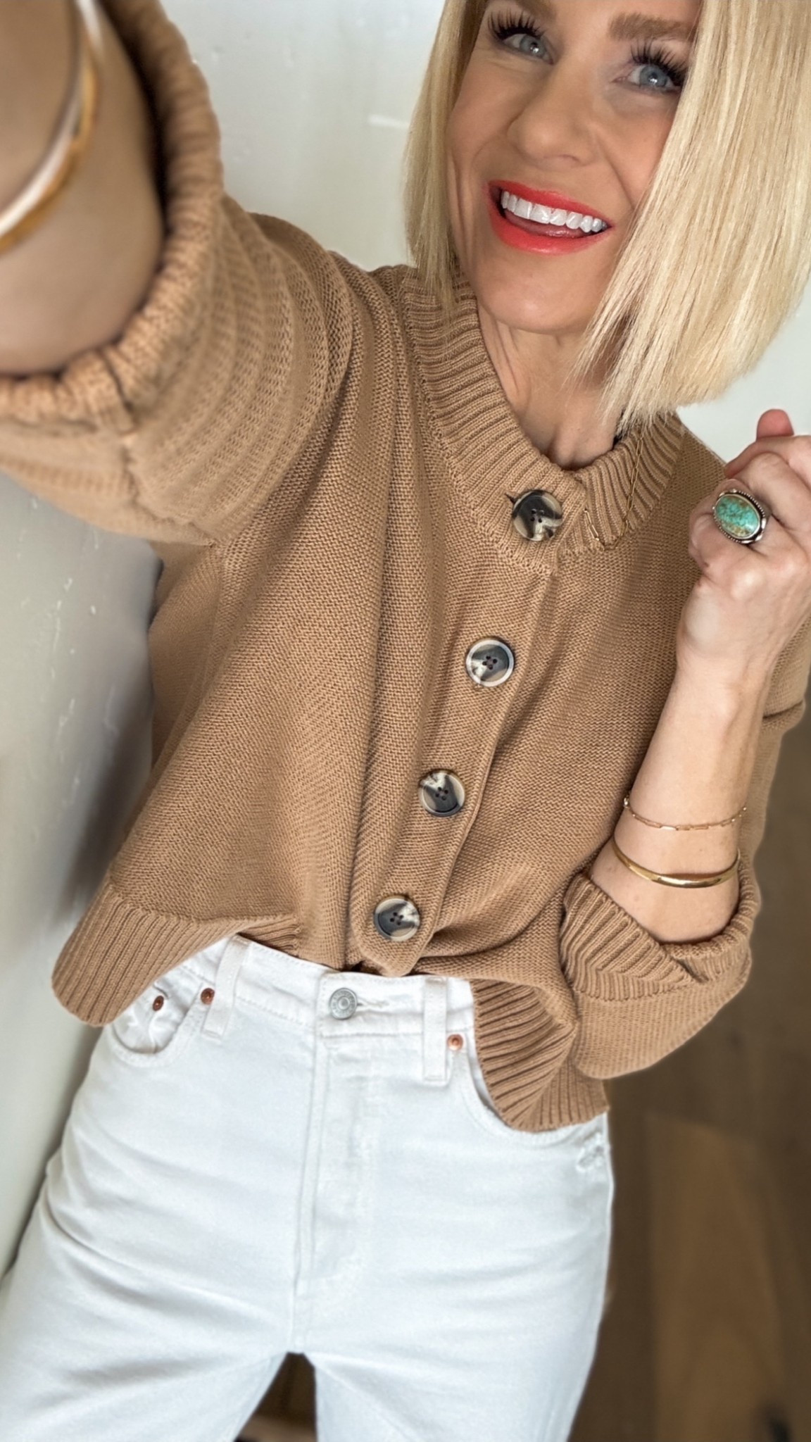 Cozy chic in my favorite Quince staples 🤎
This camel button-front sweater is the ultimate fall/winter neutral—soft, elevated, and so easy to style. Paired it with crisp white denim for that effortless “quiet luxury” vibe that works for coffee runs, casual Fridays, or weekend plans.

Linked all the pieces (and a few other must-have Quince finds) on my LTK for you!
#LTKMostLoved #LTKFallStyle #LTKunder100 #QuietLuxuryOnABudget #ElevatedBasics #CapsuleWardrobe

#LTKOver40 #LTKautumn #LTKFindsUnder50