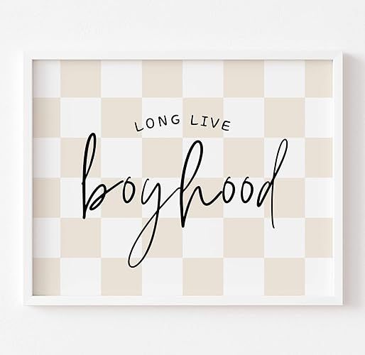 Long Live Boyhood Checkered Poster for Boys Room Neutral Nursery Wall Decor Baby Boy Nursery Deco... | Amazon (US)