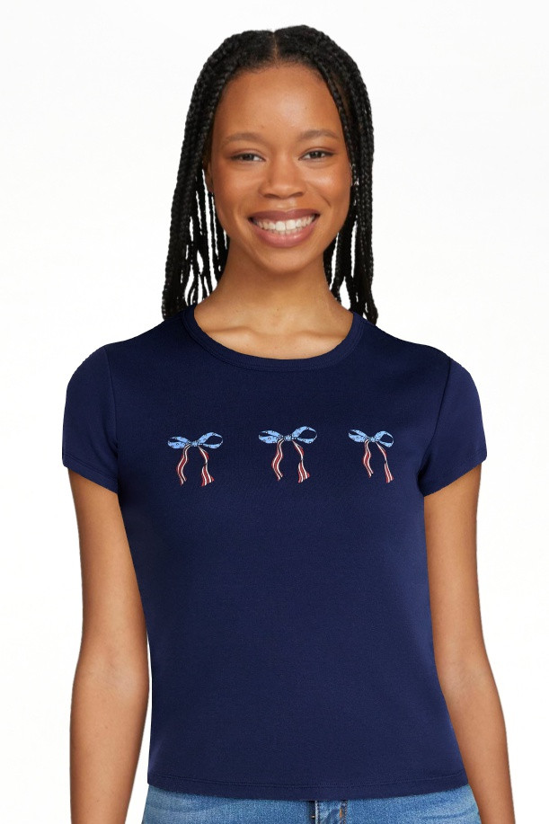 Social Edition Women's Americana Flag and Bows Graphic Tee, Sizes XXS-XXL | Walmart (US)
