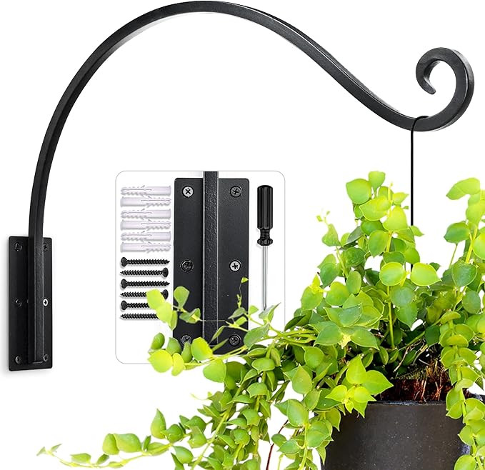 AJART Hanging Plant Hanger Outdoor: 22-Inch Bird Feeder Wall Hooks - Heavy-Duty Plant Bracket Hoo... | Amazon (US)