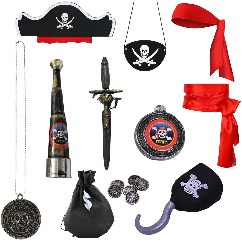 BanKids Pirate Accessories Set Role Play Captain Halloween Cosplay Party Pirate Costume Decoratio... | Amazon (US)