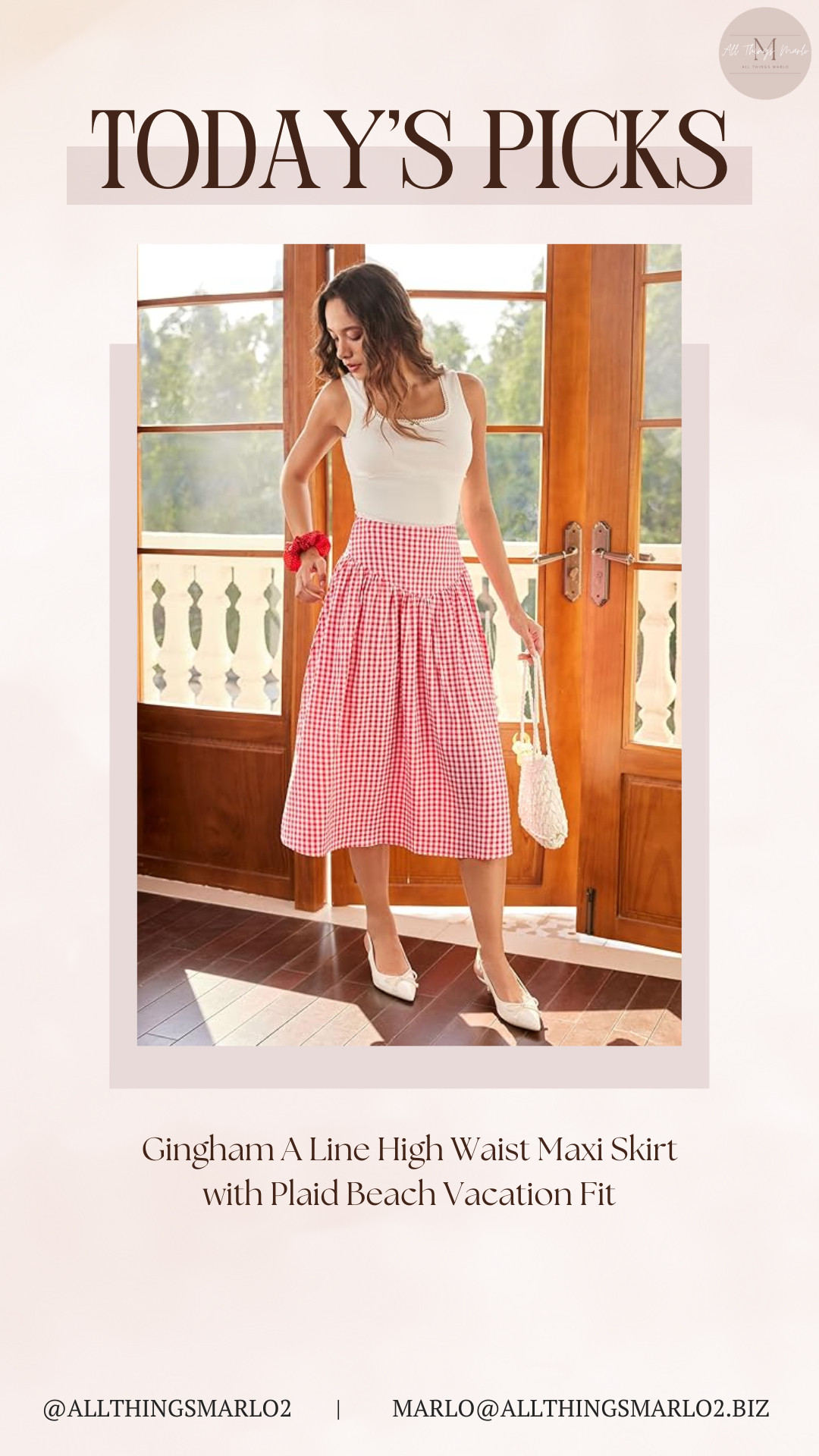 Gingham A Line High Waist Maxi Skirt with Plaid Beach Vacation Fit 

 #LTKSeasonal #LTKWorkwear #LTKTravel