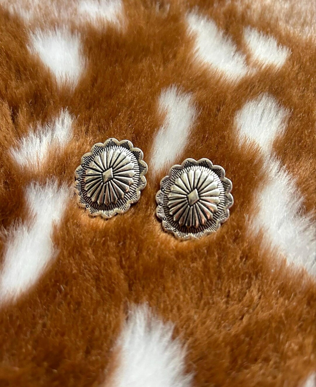 Silver Concho Stud Earrings - Etsy | Etsy (US)