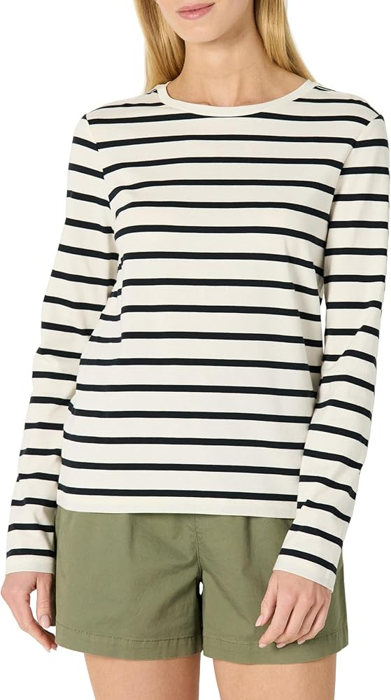 Amazon Essentials Womens 100% Cotton Regular-Fit Long-Sleeve Crewneck T-Shirt | Amazon (US)
