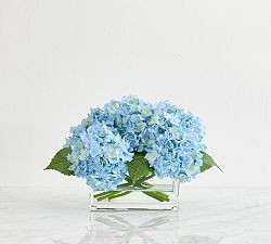 Faux Composed Light Blue Hydrangea Arrangement | Pottery Barn (US)