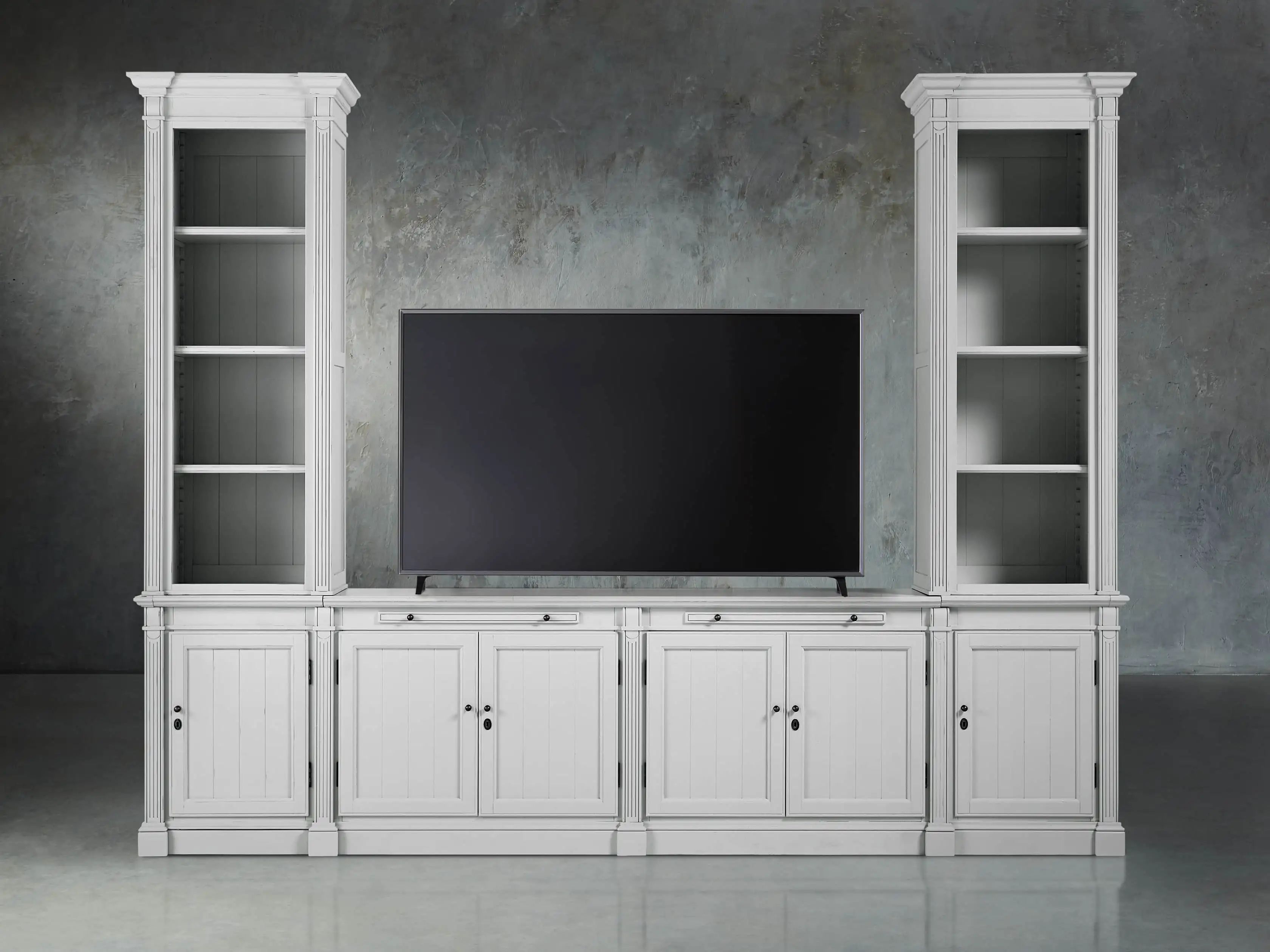 Athens Modular Media Console with Double Narrow Bookcases | Arhaus