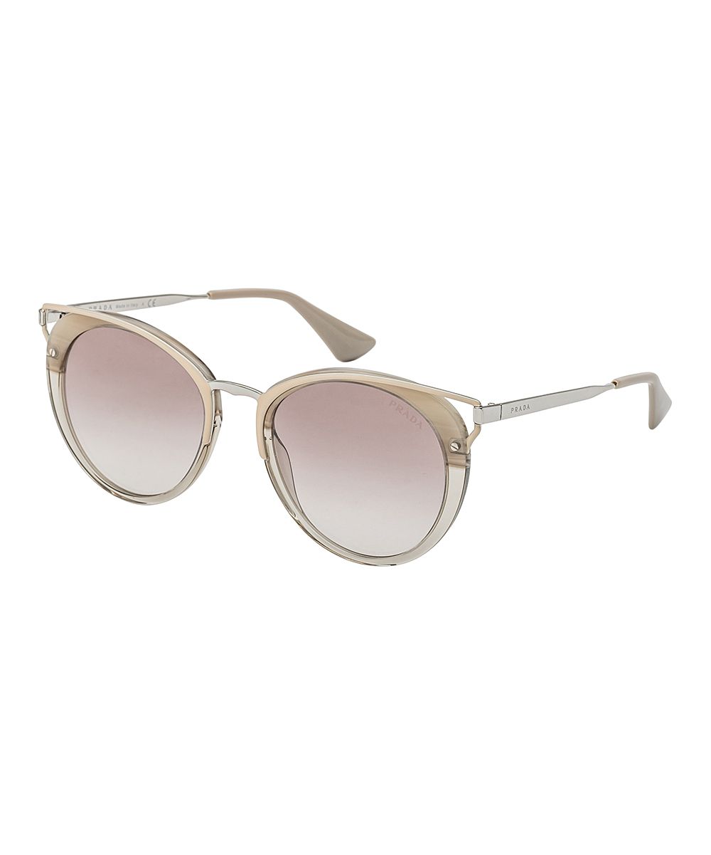 Beige & Brown Gradient Round Sunglasses | zulily