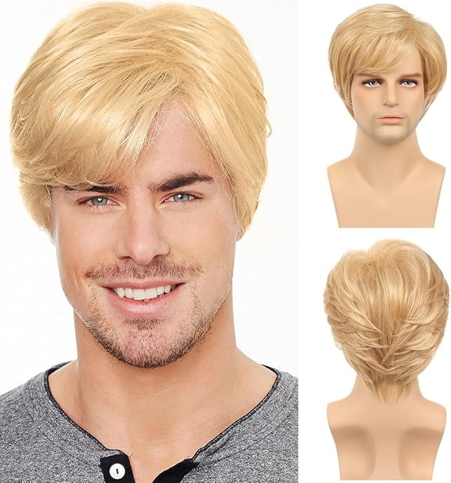 Mens Blonde Wigs Short Curly Layered Cosplay Costume Party Wigs for Male Guy(Blonde) | Amazon (US)