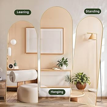 Arched Mirror Full Length, 16"x59" Body Wall Mirrors with Shatter-Proof Glass, Floor Standing, Ha... | Amazon (US)