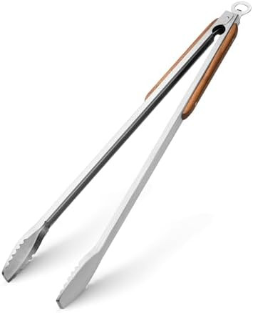 25" Extra Long BBQ Tongs with Wooden Handle, Heavy Duty Stainless Steel Metal Tongs for Charcoal,... | Amazon (US)