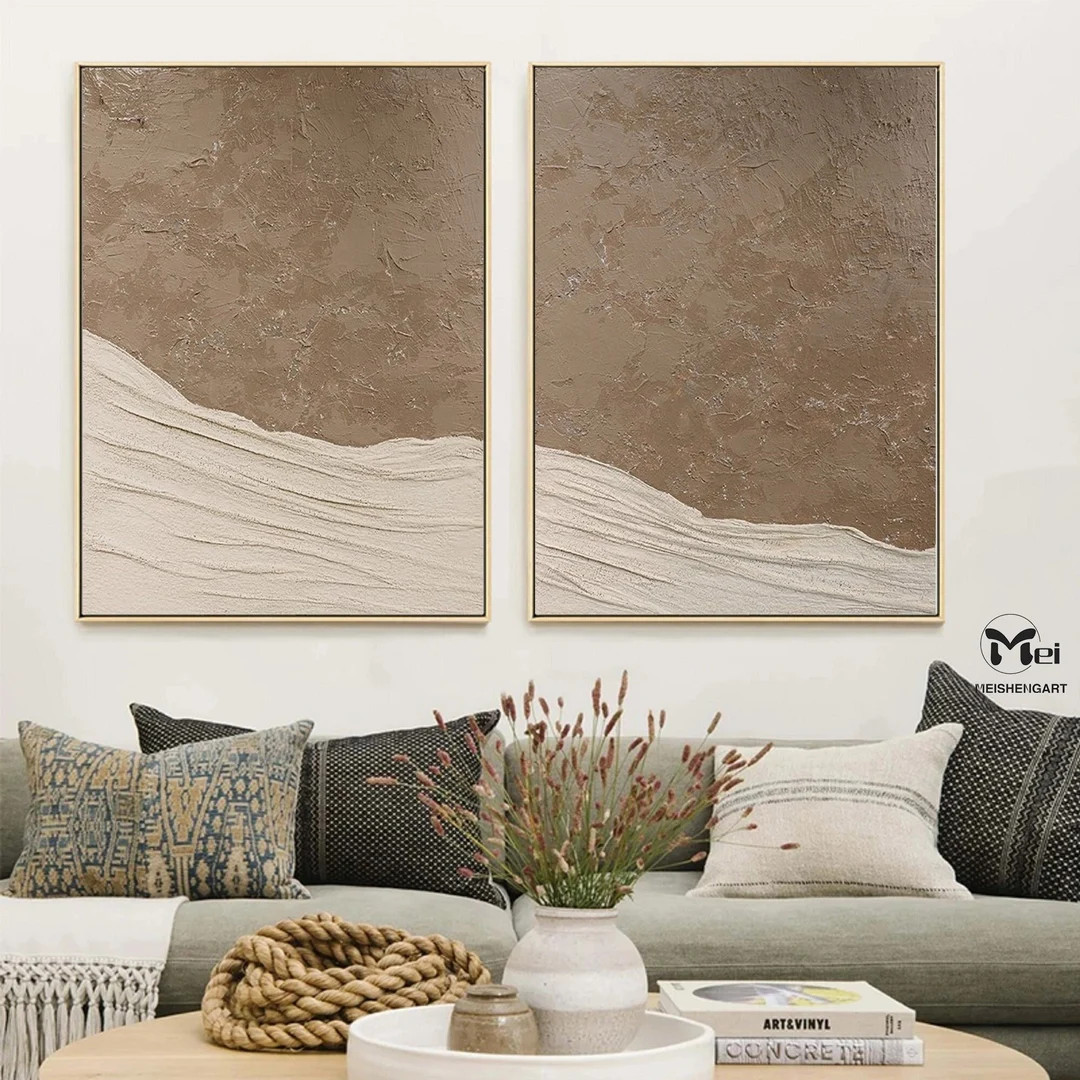 Set of 2 Brown Texture Painting Earth Tone Abstract Painting - Etsy Canada | Etsy (CAD)