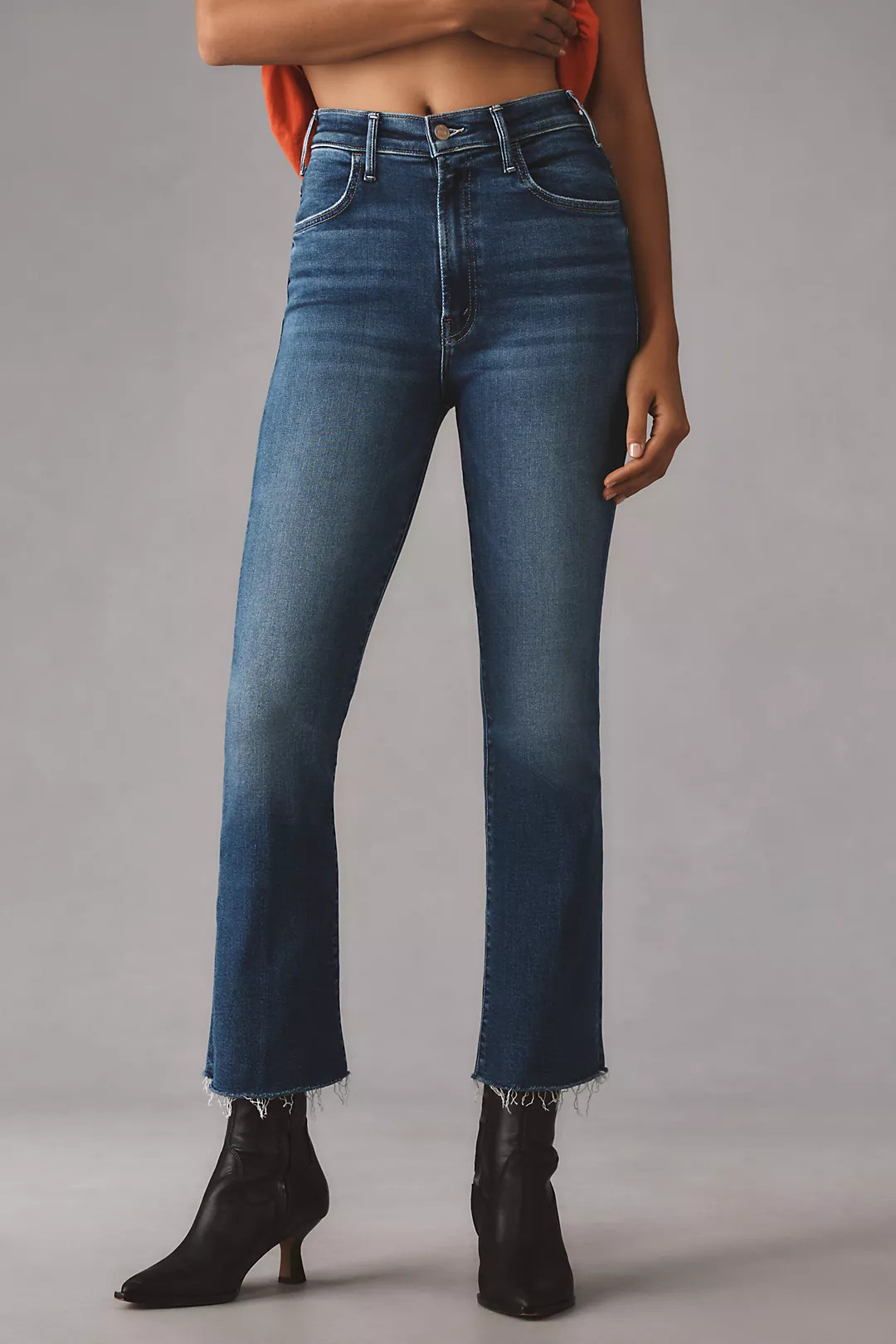 MOTHER The Hustler High-Rise Ankle-Fray Jeans | Anthropologie (US)