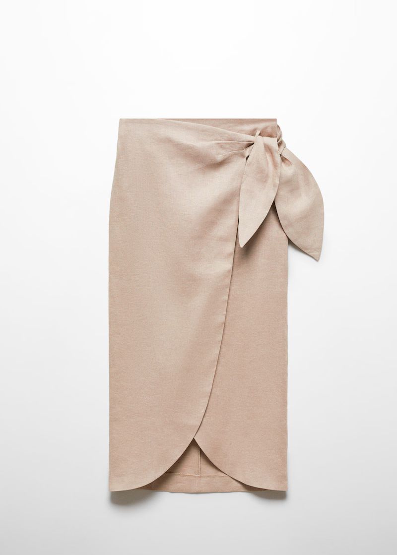 Bow linen skirt -  Women | Mango United Kingdom | MANGO (UK)