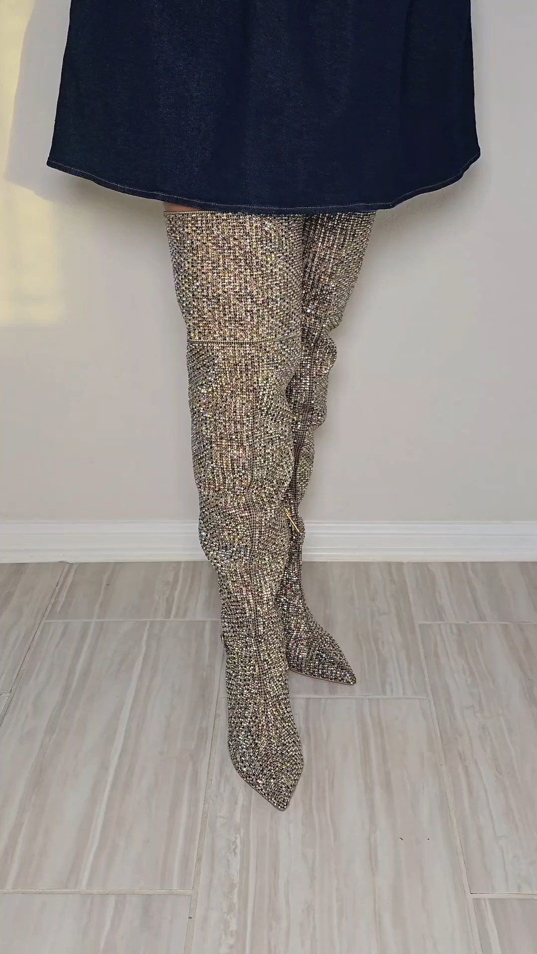 Mayfair Crystal Embellished Houndstooth Pointed Toe Over The Knee Boots | Style these beautiful boots with a denim dress or a black short dress. Perfect Valentines gift#kurtgeiger #boots #valentinesootd  

#LTKValentine #LTKgrwm #LTKootd