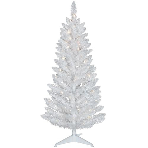 Kadunmina 4FT White Christmas Tree with Standalone String Lights – Small Artificial Lighted Xmas Tree with 122 Branch Tips, Non-Pre-Lit Slim White Mini Tree for Indoor & Party Décor | Amazon (US)