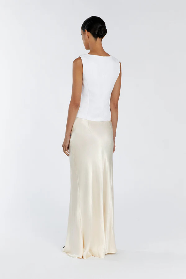 OSCAR WHITE SCOOP NECK LINEN VEST | DISSH