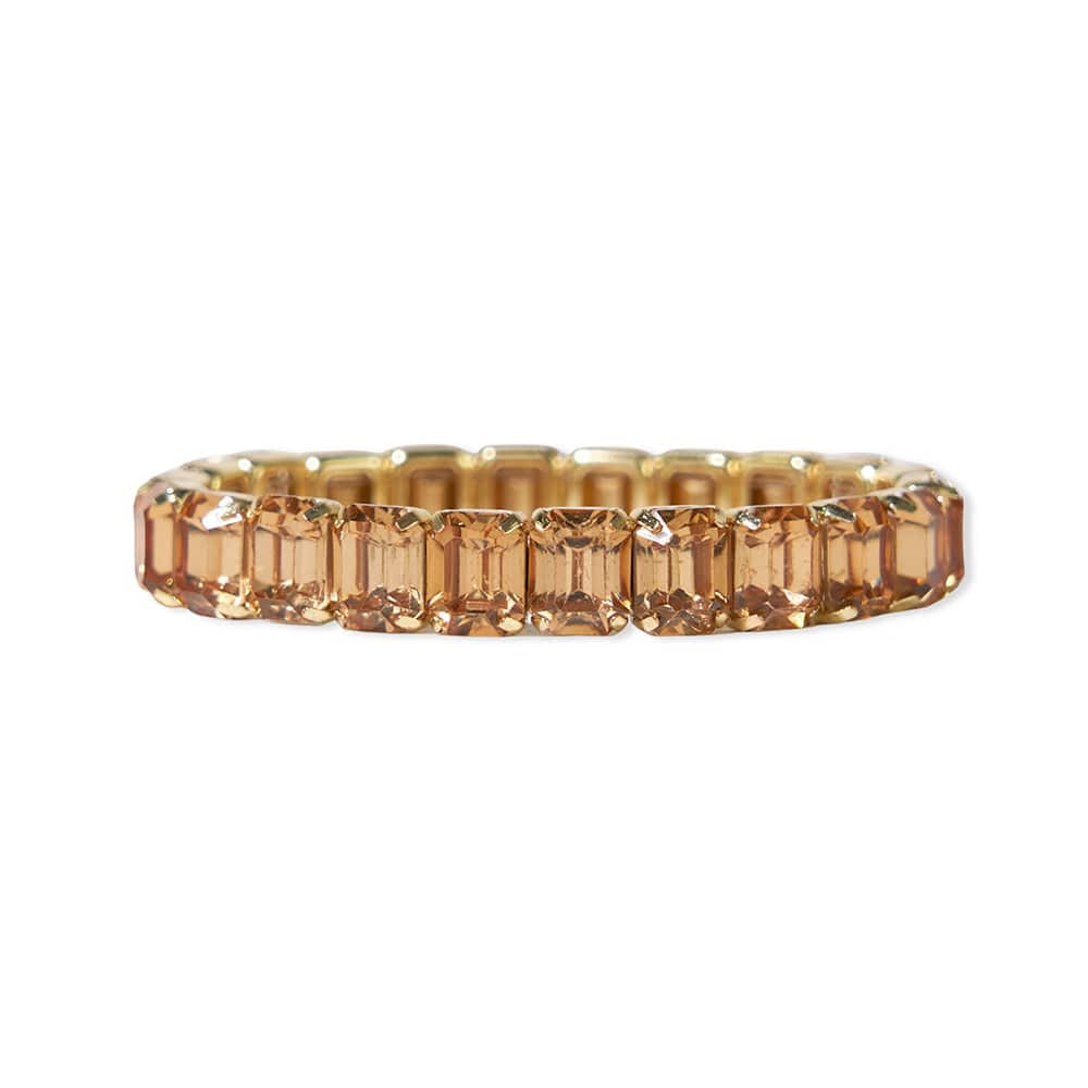 Etta Small Rectangle Stone Stretch Bracelet Gold | INK+ALLOY