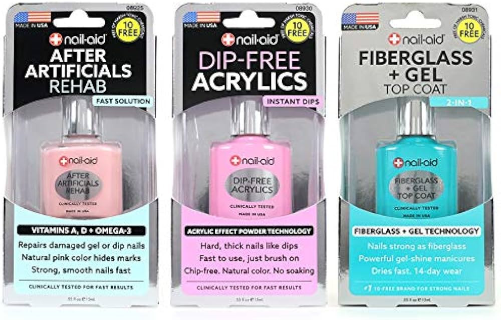 Nail-Aid 3pk Of After Artificials + Dip-free Acrylics + Fiberglass + Gel Top Coat, French Sheer, ... | Amazon (US)