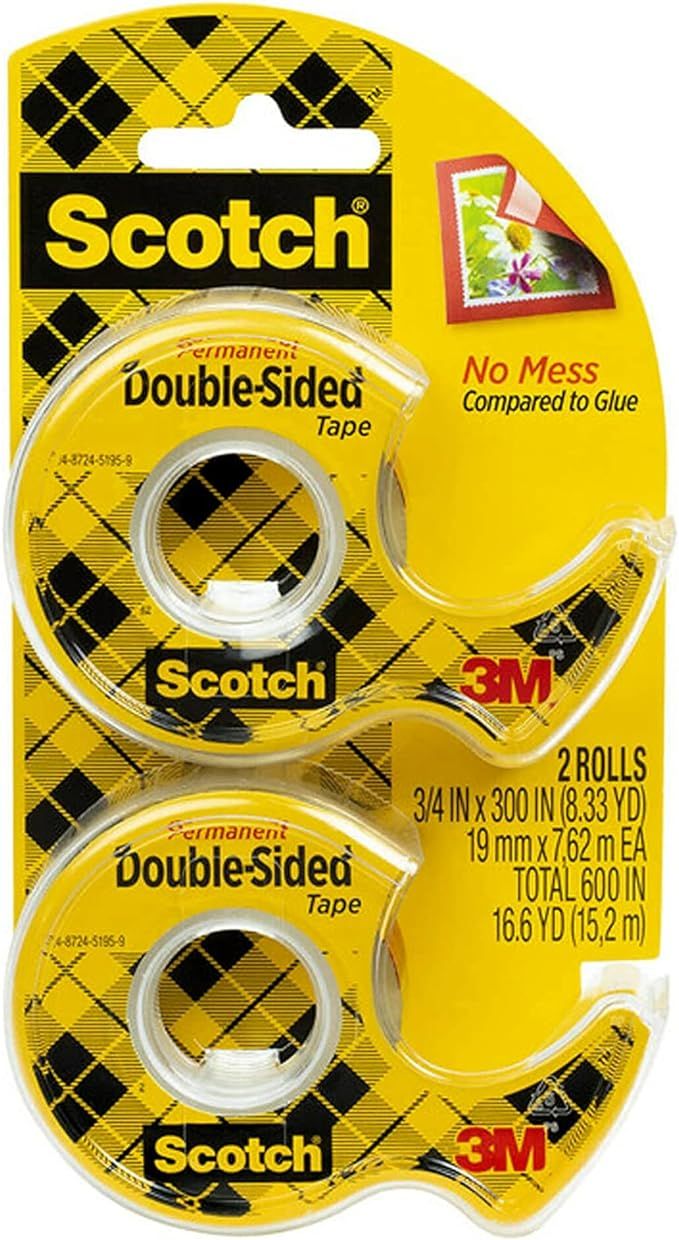 Amazon.com : Scotch Double Sided Tape, Great for Gift Wrapping, Permanent, 1/2 in x 400 in, 2 Dis... | Amazon (US)