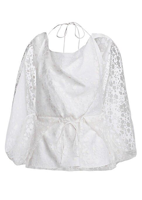 Rosie Assoulin Women's Lace Drawstring Sleeveless Cape Top - White - Size Small | Saks Fifth Avenue