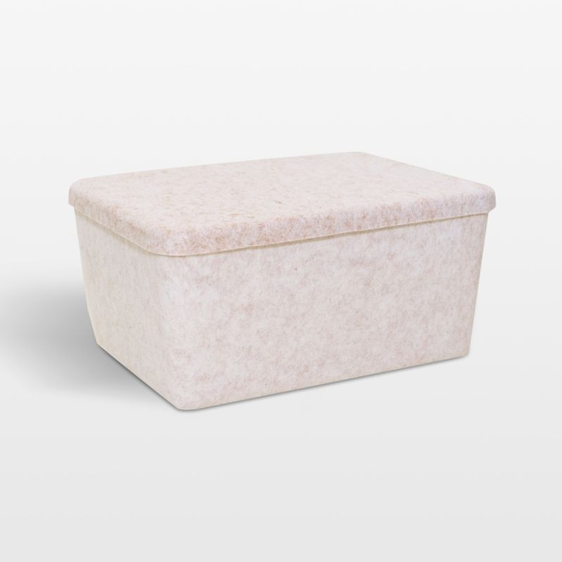 Sortjoy Wide Stone Sculpted Storage Bin with Lid + Reviews | Crate & Barrel | Crate & Barrel