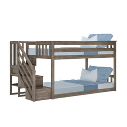Twin Over Twin Low Bunk Bed With Stairs | max & lily