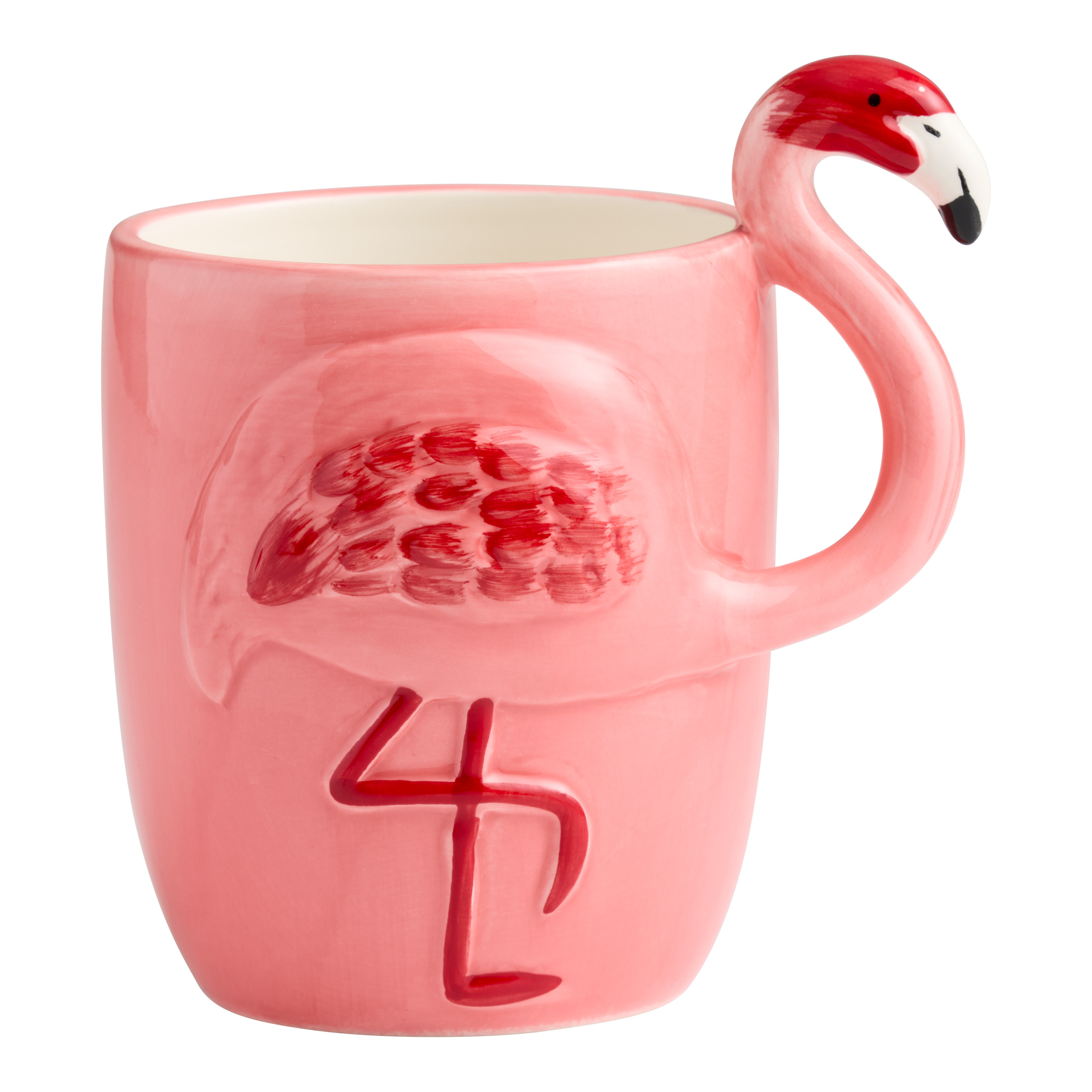 Pink Flamingo Hand Painted Figural Ceramic Mug - World Market | World Market
